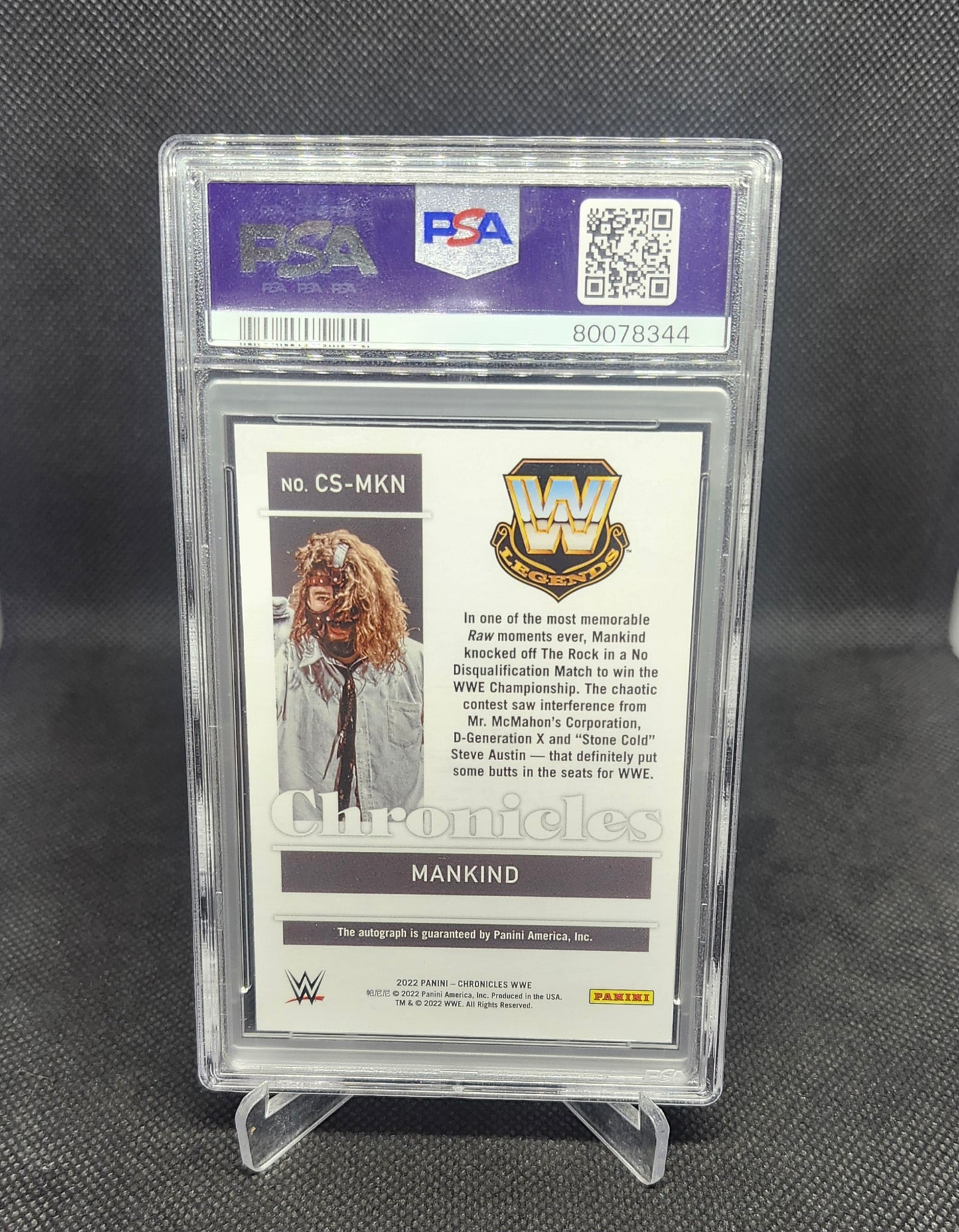 MANKIND Auto 2022 Panini Chronicles WWE PSA NM-MT 8 AUTO 9