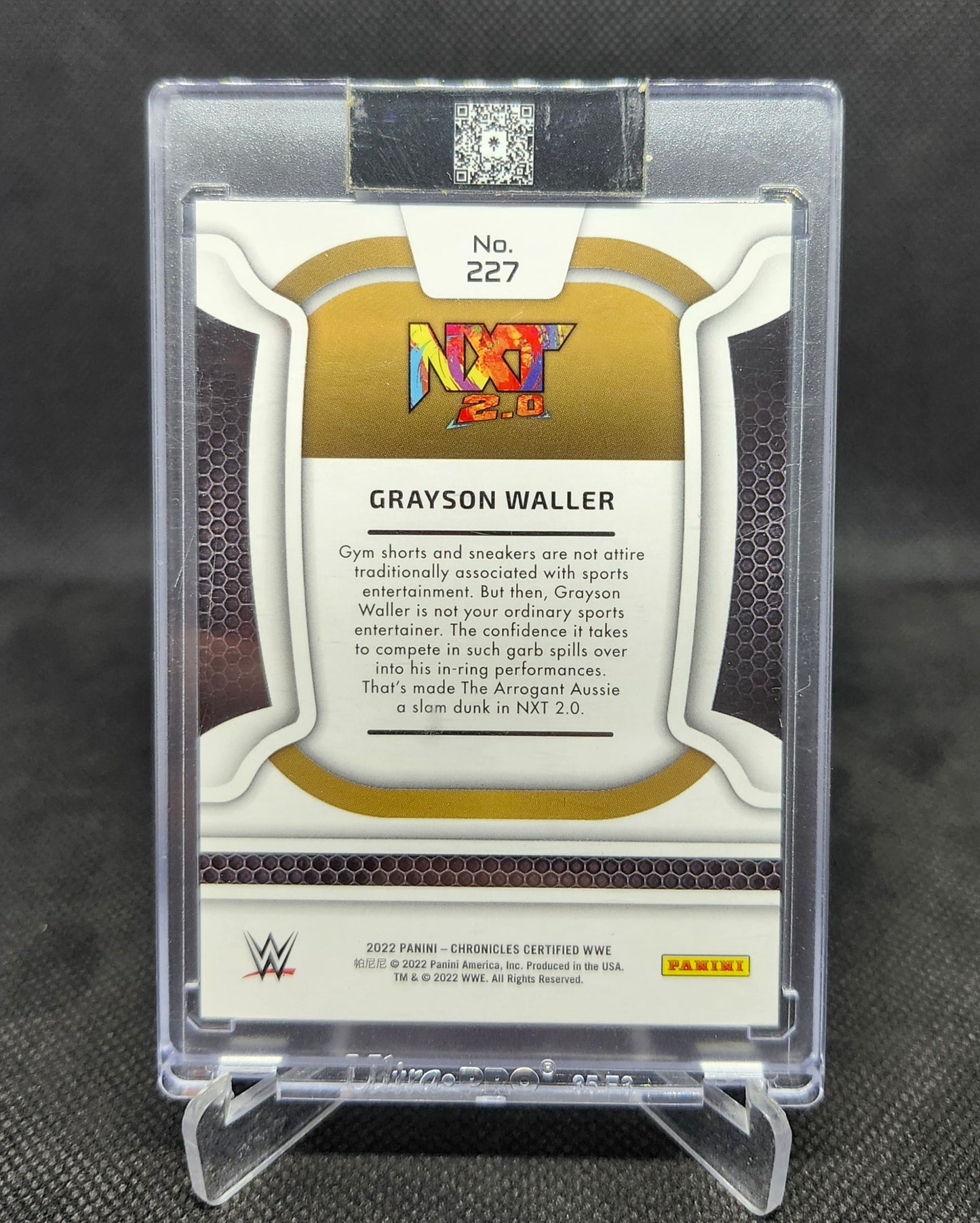 Grayson Waller 2022 Panini Chronicles Certified WWE RC #227 Gold 1/10 Bookend