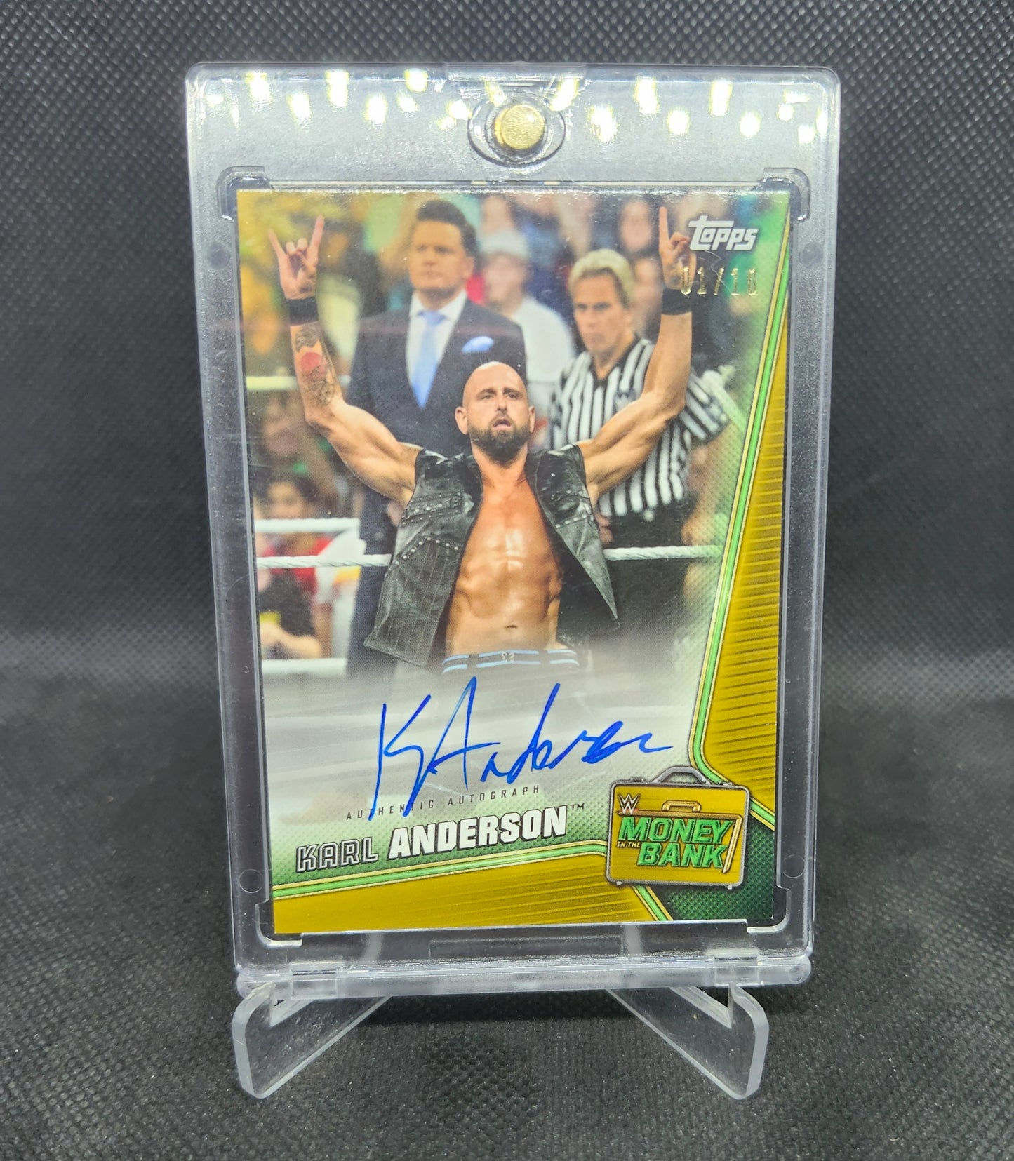 Karl Anderson 2019 Topps WWE Money In The Bank Gold Autograph 1/10 Bookend